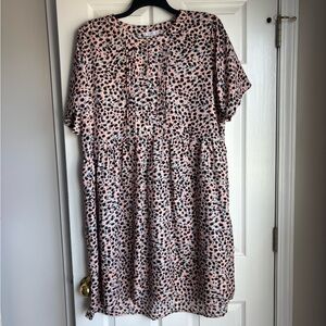 Leopard Print Mini Dress - Pink and Black